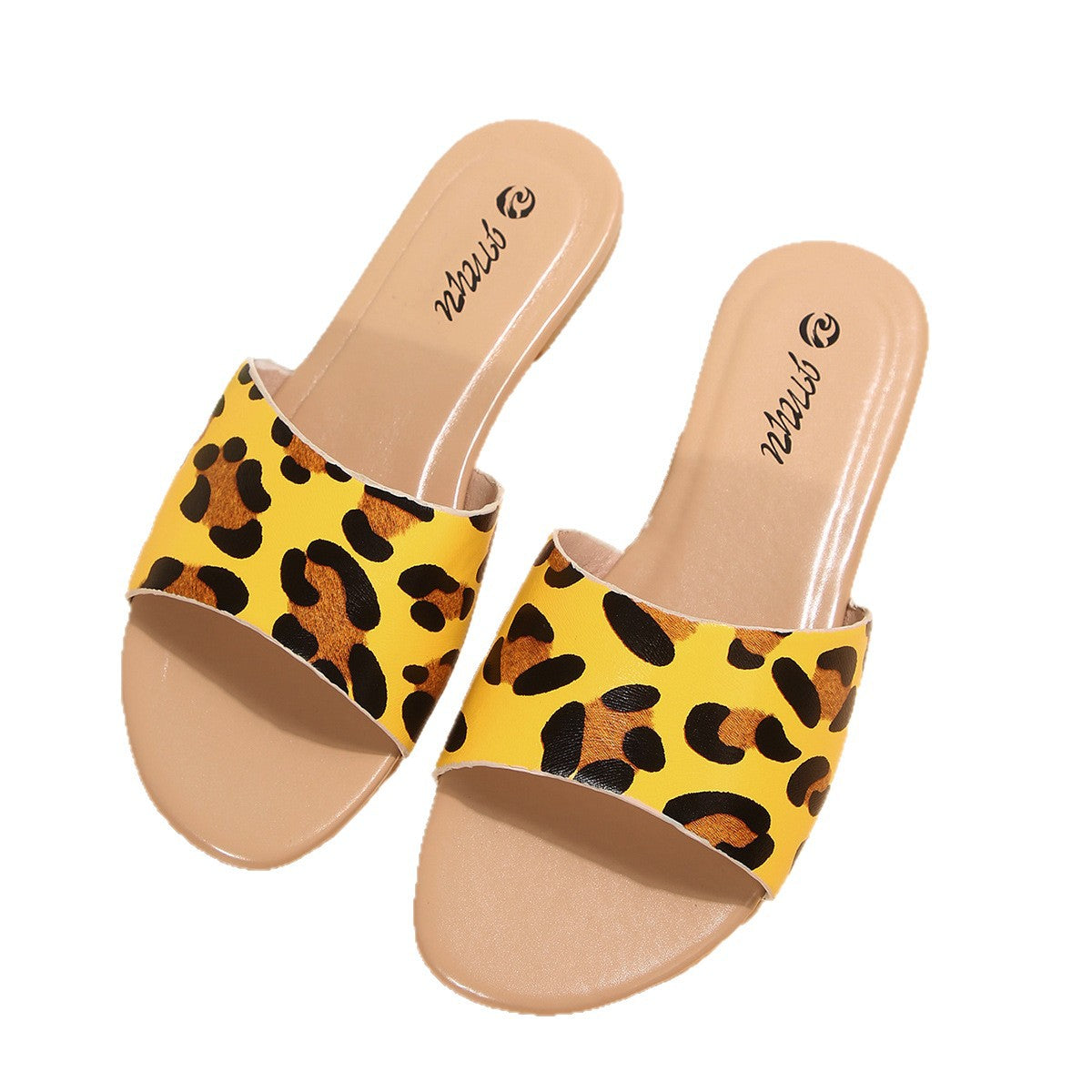 Cross-border European size women's slippers, classic elegance, versatile floral print, decorative round toe, flat sole, breathable and comfortable
