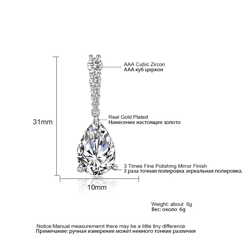 The beauty of simplicity bridal zircon earrings ultra flash Korean high-end sense light luxury temperament wedding dress earrings wholesale