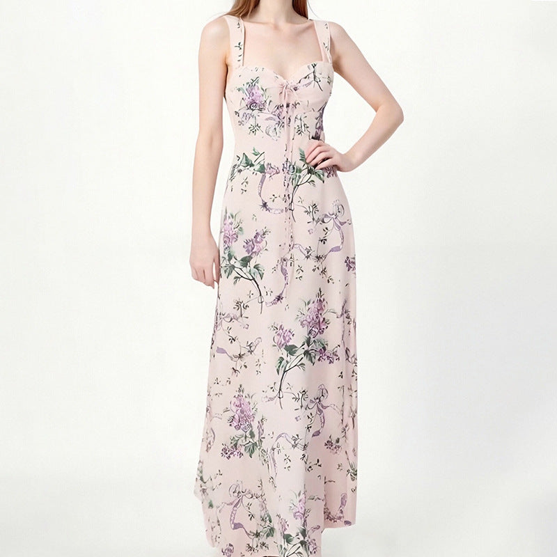 Vestido de verão justo francês com estampado da nova moda europeia e americana da Amazon, disponível em várias cores e tamanhos para o verão de 2025.