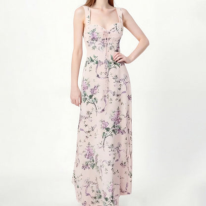 Vestido de verão justo francês com estampado da nova moda europeia e americana da Amazon, disponível em várias cores e tamanhos para o verão de 2025.