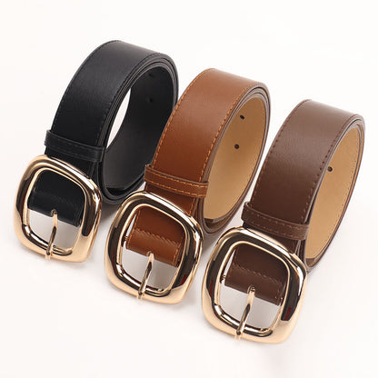 New versatile trapezoidal pin buckle wide women's belt chic commuter casual style with jeans clothing belt women
