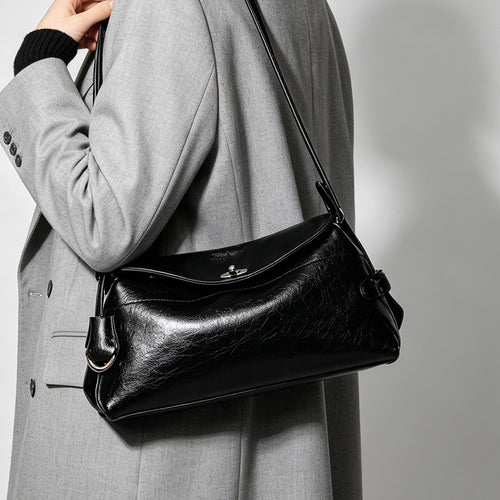 Internacional Novo modelo Bolsa de ombro fashion textura craquelada para o dia a dia Bolsa elegante exclusiva Bolsa de ombro curta mais vendida modelo Bolsa