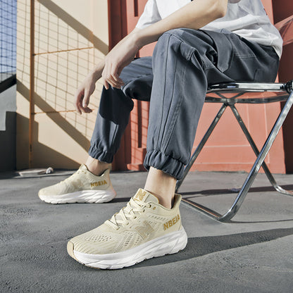 Primavera e outono New Balance Cool Run Thick Sole Soft Sole Sneakers Malha Casual verão Respirável Casal Sapatos Brancos Running Shoes