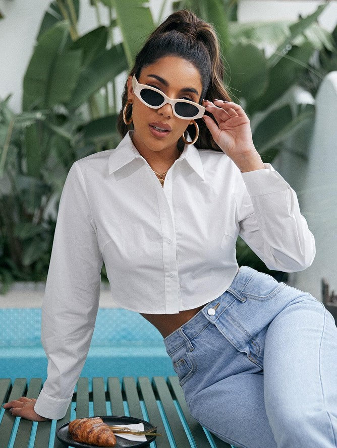 Cross-border Europe and the United States 2024 Amazon ebay spring summer new fashion short long sleeve curved hem shirt women