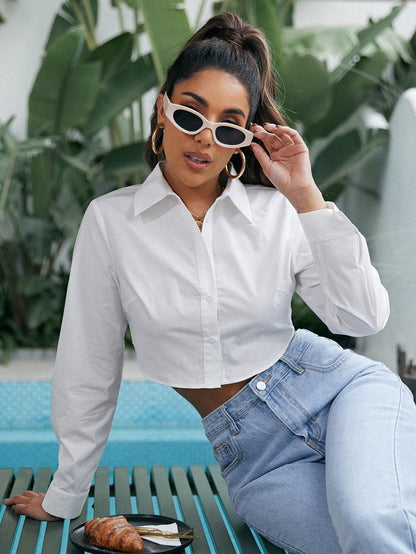 Cross-border Europe and the United States 2024 Amazon ebay spring summer new fashion short long sleeve curved hem shirt women