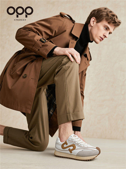 OPP Men's Shoes Spring 2026 New Retro Versatile Casual Shoes Men's Outdoor Sports Running Leather Forrest Gump Shoes