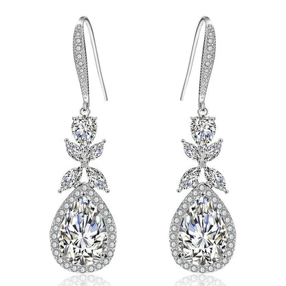 RAKOL European and American Popular Petal Waterdrop AAA Zirconia Earrings for Women, Elegant Versatile Bridal Earrings, In-Stock Wholesale