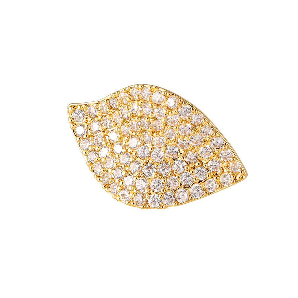 2026 New European and American Folded Petal Earrings, Sophisticated and Exquisite Zircon Earrings, Elegant Accessories, Copper Inlaid Zircon
