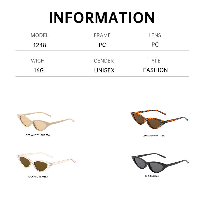 Slim Cat-Eye Sunglasses for Men, 2025 New Fashion European and American Sunglasses, Internet Celebrity Slimming Sunglasses for Women, High-End Feel
