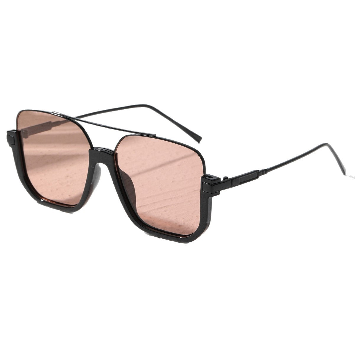 Extra-large frame sunglasses for women, high-end square double-beam pilot sunglasses, UV-blocking and face-enhancing small sunglasses