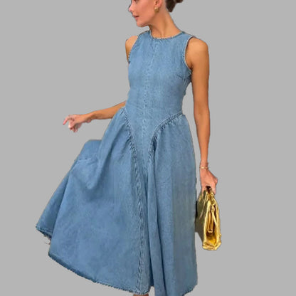 2026 spring new cross-border European and beautiful fashion casual temperament elegant slimming sleeveless French dress