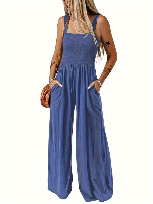 The new 2024 autumn and winter Amazon upper body is packed with solid color wide-leg trousers, simple commuting style, high-waisted suspender body, and a one-piece