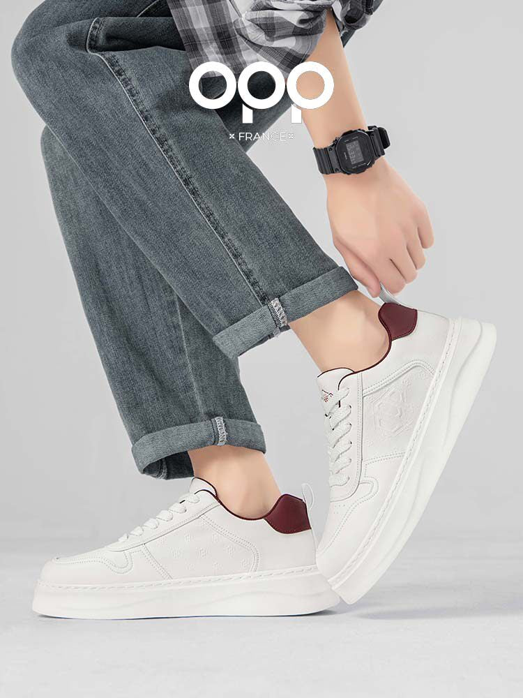 OPP men's shoes spring 2026 new light luxury leather versatile white shoes thick-soled casual trend sports shoes for men