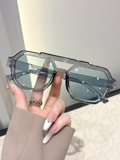 Polygonal dual-beam sunglasses for men, new European and American high-end sunglasses, UV-blocking fashion sunglasses for women