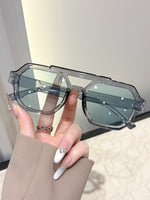 Gray-framed blue flakes