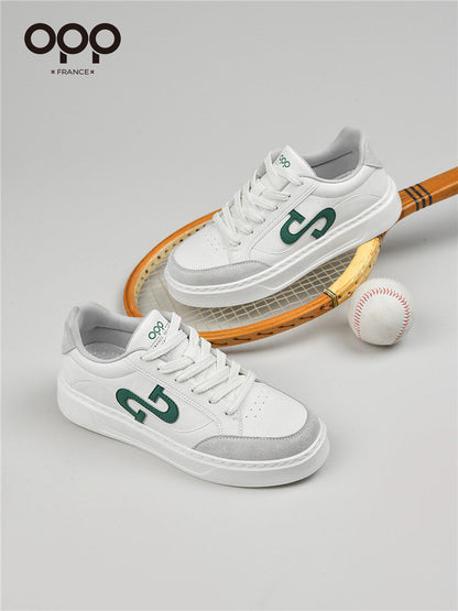 OPP men's shoes spring thick sole comfortable classic leather popular versatile athleisure low-top black board shoes for men