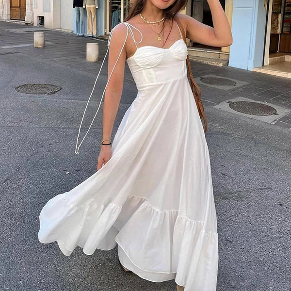 2026 Spring New Amazon European Beauty Fashion Sexy Versatile Solid Color High Waisted Bandeau Camisole Dress Woman