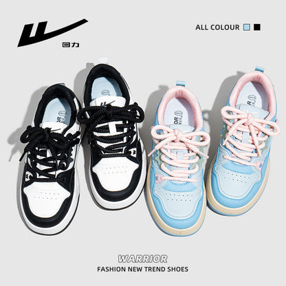 Pullback fashion versatile board shoes, black and white trendy design platform student shoes, four-season breathable casual shoes, women's shoes