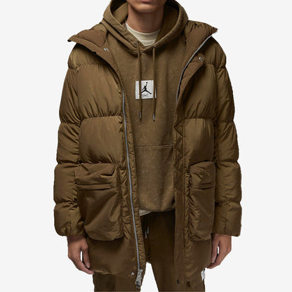 NIKE JORDAN Men's Mid-Length Casual Hooded Jacket Warm Down Jacket DQ7347-385-010