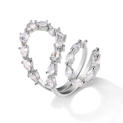 Real gold electroplating diamond setting sugar opening ring light luxury high-end index ring fashion versatile commuter hand jewelry wholesale