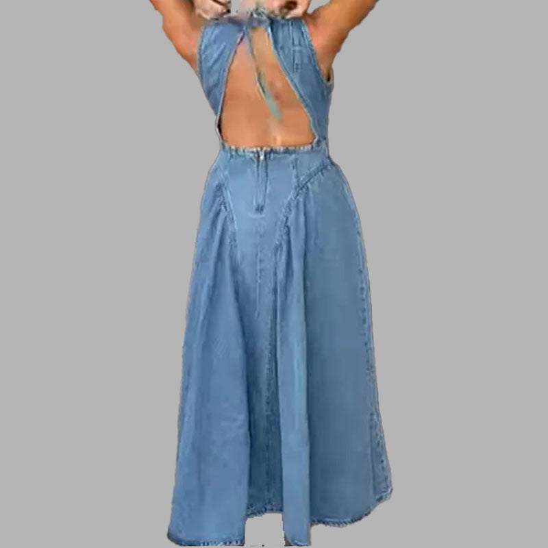 2026 spring new cross-border European and beautiful fashion casual temperament elegant slimming sleeveless French dress