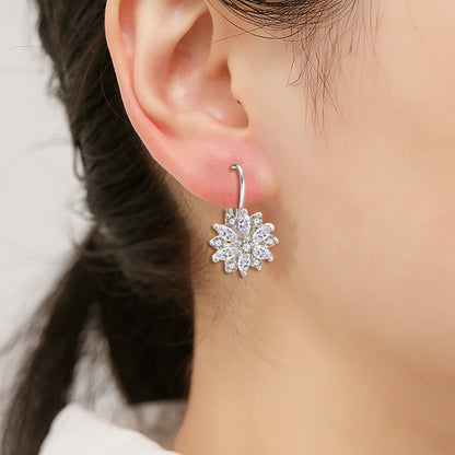 RAKOL European and American Fashion Classic Geometric Floral Colorful Zircon Earrings for Women, Personalized Simple Versatile Earrings and Studs