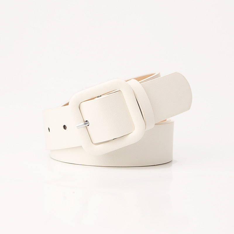 New Simple Luxury Belt Women's Square Buckle Candy Color Versatile Decorative Belt Fashionable and Elegant Belt Women