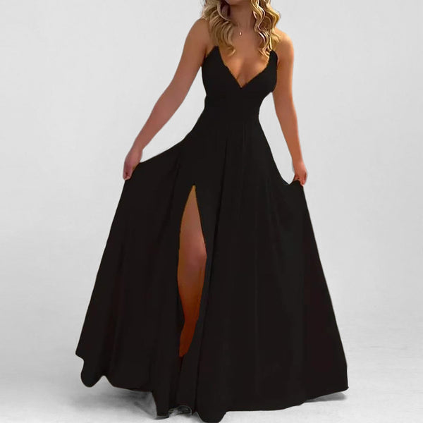 Cross-border 2025 Amazon Spring New European and American Fashion Elegant Deep V-neck camisole dress