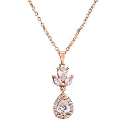 RAKOL in-stock wholesale zircon jewelry two-piece set, women's earrings, necklace, bridal wedding accessories