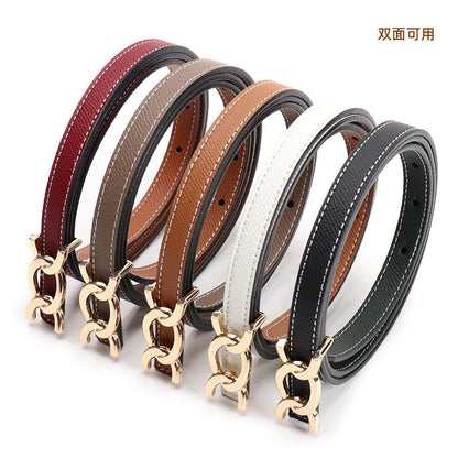 New alloy twist buckle women's belt versatile dress jeans belt women's double-sided 1.4 wide thin women's belt