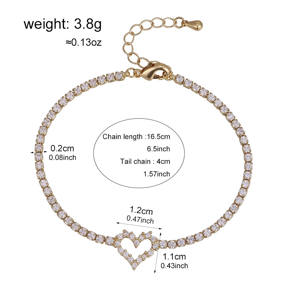 Cross-border European and American full diamond light luxury bracelet, niche design, light luxury style diamond-set zircon tennis ball bracelet for women, never fades
