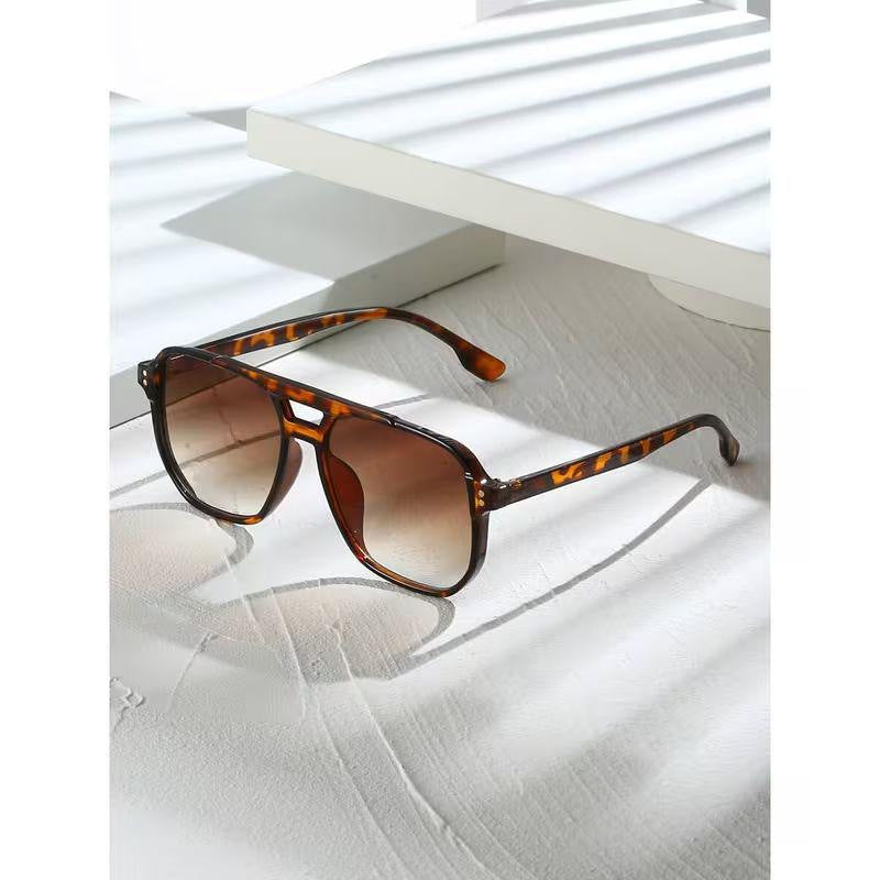 New cross-border double beam aviator sunglasses European and American same men's driving sunglasses high-end trend women's sunglasses