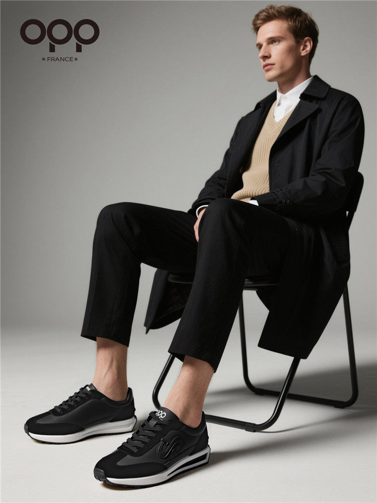 OPP men's shoes spring 2026 new outdoor tourism sports leisure jogging shoes leather high-end Forrest Gump shoes for men