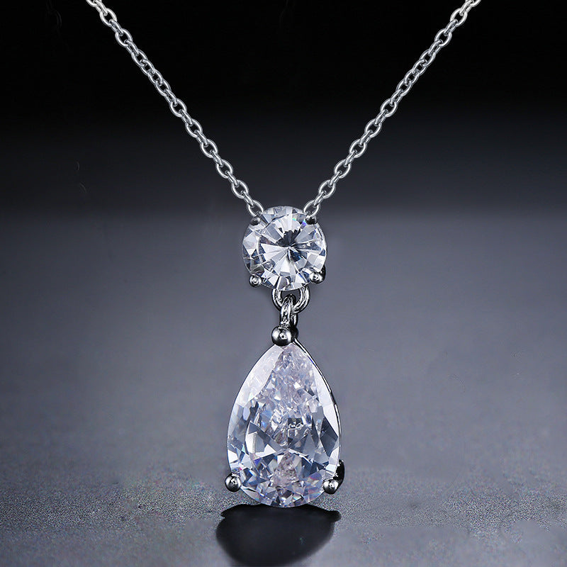 Cross-border hot double waterdrop zircon necklace, light luxury niche gold light luxury pendant, accessory, high-end accessory for women