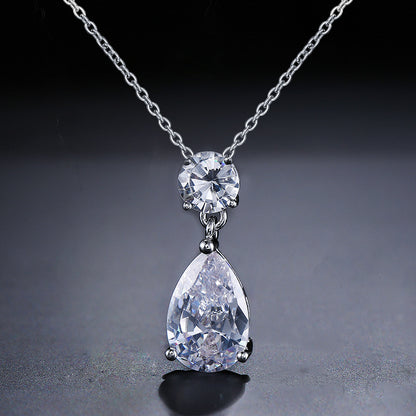 Cross-border hot double waterdrop zircon necklace, light luxury niche gold light luxury pendant, accessory, high-end accessory for women