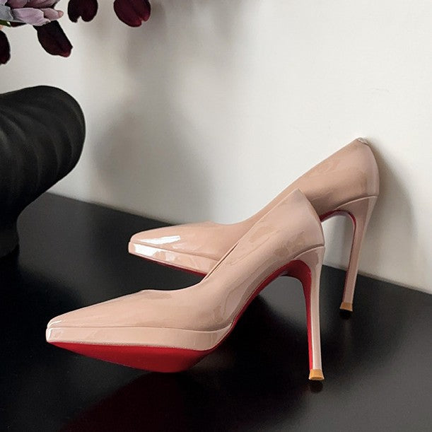 WO Huizhou women's shoes, patent leather waterproof platform, pumps, European and American fashion, light luxury, versatile, stiletto heels, no tired feet