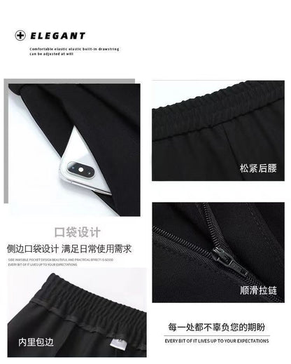 Suit pants, women's high-waisted slimming drape, 2023 spring and summer, small straight floor-length wide leg pants, trendy