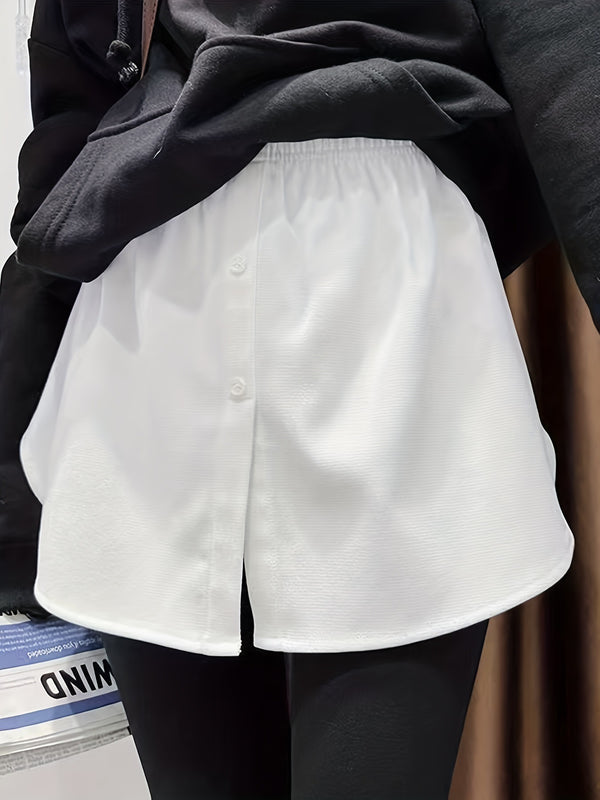 Popular cross-border versatile new shirt, faux-hem sweatshirt, paired with women's inner layer, Korean A-line skirt to cover the butt