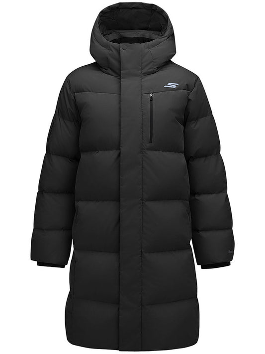 Skechers Men's Down Jacket 2025 Winter New Anti-Stain Woven Long Hooded Jacket P425M035-0018