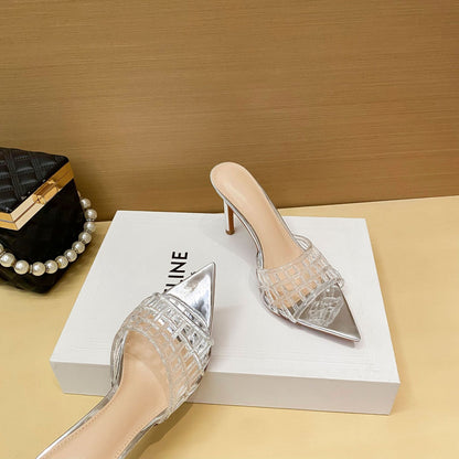 YX Transparent High Heels Women's Summer 2026 New Pointed Toe Stiletto Heel Sandals Versatile Slimming Niche Design Fashion Women's Shoes