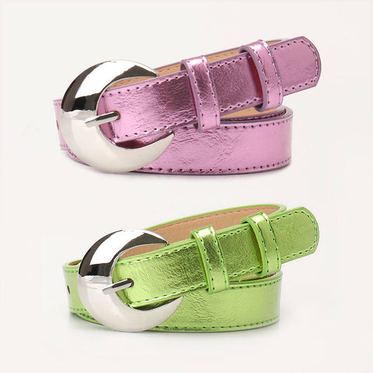 Cross-border new moon silver fashion versatile women's belt ins simple Korean jeans high-end belt