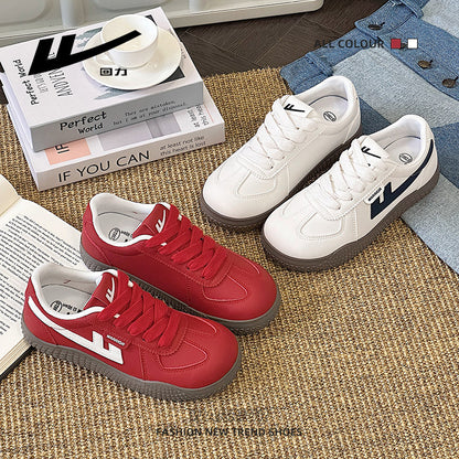 Pullback simple solid color good-looking German training shoes women's lightweight Korean autumn platform shoes fashionable sports high-value shoes