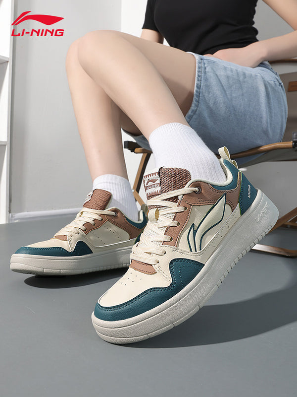 Li-Ning sneakers for women, 2026 summer new Xingchu casual shoes, low-top retro shoes, skateboard white sneakers
