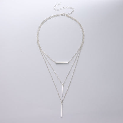 European and American cross-border jewelry, multi-layered geometric horizontal bars, several rods, pendants, necklaces, women's punk, popular fashion necklaces