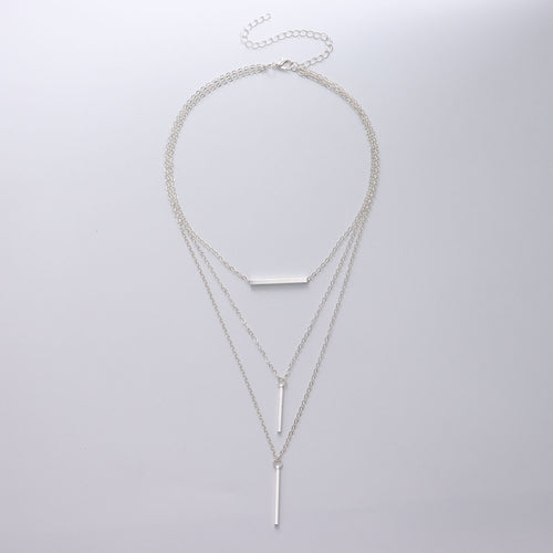 European and American cross-border jewelry, multi-layered geometric horizontal bars, several rods, pendants, necklaces, women's punk, popular fashion necklaces