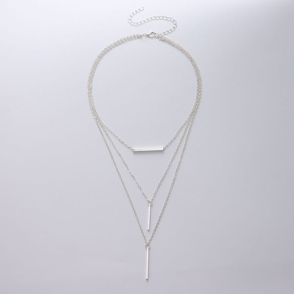 European and American cross-border jewelry, multi-layered geometric horizontal bars, several rods, pendants, necklaces, women's punk, popular fashion necklaces