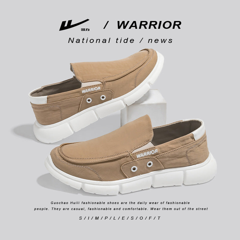 Pullback lightweight and comfortable middle-aged and elderly canvas shoes are simple and breathable, lazy shoes are versatile, easy to put on and take off, casual platform shoes