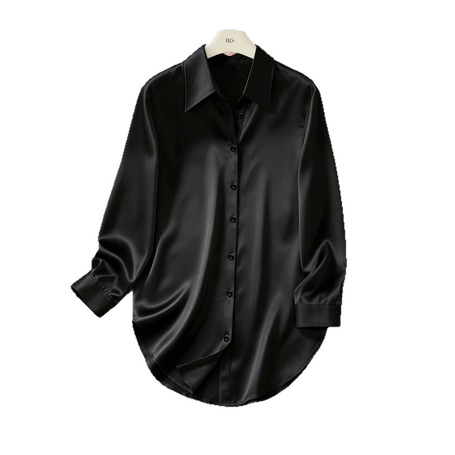 2026 AliExpress European and American Cross-border Bestseller: Four-season fashionable minimalist irregular long-sleeve shirt satin shirt