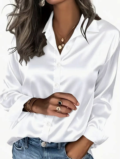 Amazon women's shiny color sponge shirt, elegant and commuting, suitable for long-sleeve versatile wear in spring and autumn