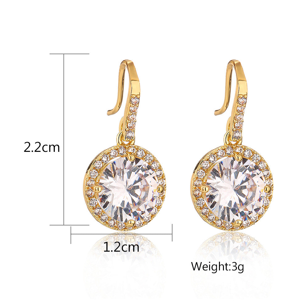 RAKOL Korean fashion classic geometric round earrings feminine temperament light luxury eight hearts and eight arrows 3A zircon earhooks